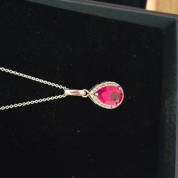 Lab created ruby necklace - Picture 2 of 4